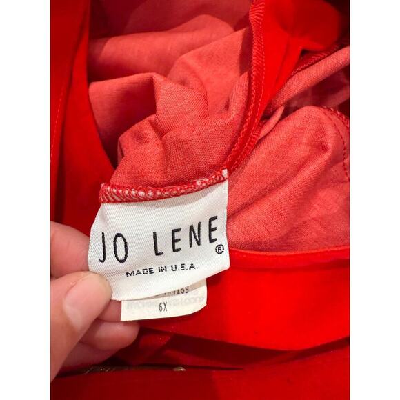 Vintage 1990s Red Gold Bow Dress Jo Lene Christmas Holiday Party - Picture 8 of 9